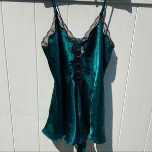 Emerald green / teal teddy with black lace